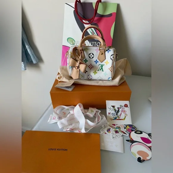 Louis Vuitton Murakami White Multicolor Nano Speedy Bag - Picture 2 of 16